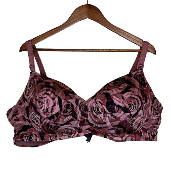 torrid Other - Torrid Curve 48C 360 Back Smoothing Wire Free Push Up Plunge Bra Mauve Abstract